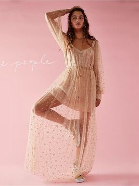 Free people maxi slip sparkle dress